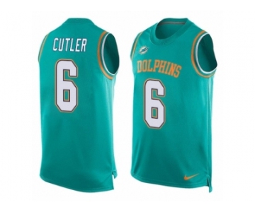 Men Nike Miami Dolphins #6 Jay Cutler Limited Aqua Green Player Name & Number Tank Top NFL Jersey