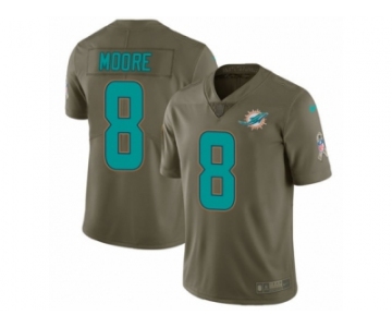 Men Nike Miami Dolphins #8 Matt Moore Limited Olive 2017 Salute to Service NFL Jersey