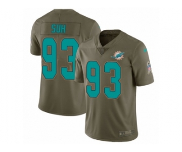 Men Nike Miami Dolphins #93 Ndamukong Suh Limited Olive 2017 Salute to Service NFL Jersey