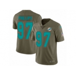 Men Nike Miami Dolphins #97 Jordan Phillips Limited Olive 2017 Salute to Service NFL Jersey