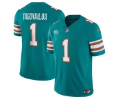 Men's Miami Dolphins #1 Tua Tagovailoa Aqua 2023 F.U.S.E Alternate With 3-Star C Patch Vapor Limited Stitched Football Jersey