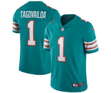 Men's Miami Dolphins #1 Tua Tagovailoa Aqua Vapor Stitched Jersey