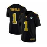 Men's Miami Dolphins #1 Tua Tagovailoa Black Golden Sequin Vapor Limited Football Jersey