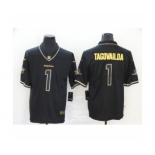 Men's Miami Dolphins #1 Tua Tagovailoa Limited Black Golden Edition Football Jersey