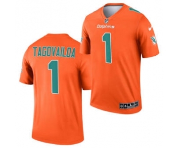 Men's Miami Dolphins #1 Tua Tagovailoa Orange 2021 Inverted Legend Stitched Jersey