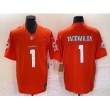 Men's Miami Dolphins #1 Tua Tagovailoa Orange 2023 FUSE Vapor Stitched Jersey