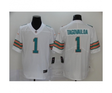 Men's Miami Dolphins #1 Tua Tagovailoa White Alternate Vapor Limited Jersey