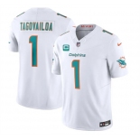 Men's Miami Dolphins #1 Tua Tagovailoa White F.U.S.E With 3-Star C Patch Vapor Limited Stitched Football Jersey