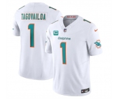 Men's Miami Dolphins #1 Tua Tagovailoa White F.U.S.E With 3-Star C Patch Vapor Limited Stitched Football Jersey