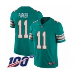 Men's Miami Dolphins #11 DeVante Parker Aqua Green Alternate Vapor Untouchable Limited Player 100th Season Football Jersey