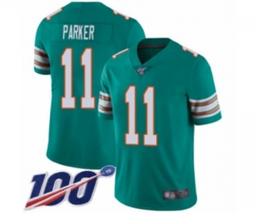 Men's Miami Dolphins #11 DeVante Parker Aqua Green Alternate Vapor Untouchable Limited Player 100th Season Football Jersey