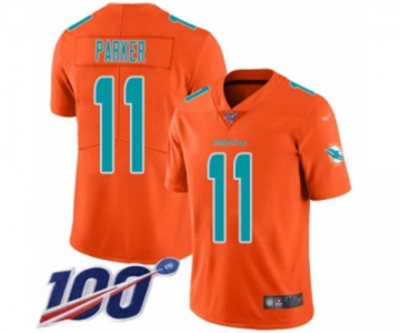 Men's Miami Dolphins #11 DeVante Parker Limited Orange Inverted Legend 100th Season Football Jersey