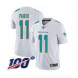 Men's Miami Dolphins #11 DeVante Parker White Vapor Untouchable Limited Player 100th Season Football Jersey