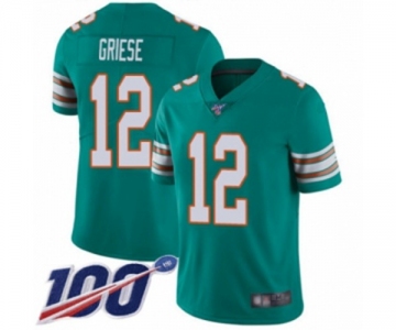 Men's Miami Dolphins #12 Bob Griese Aqua Green Alternate Vapor Untouchable Limited Player 100th Season Football Jersey