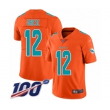 Men's Miami Dolphins #12 Bob Griese Limited Orange Inverted Legend 100th Season Football Jersey