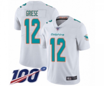 Men's Miami Dolphins #12 Bob Griese White Vapor Untouchable Limited Player 100th Season Football Jersey