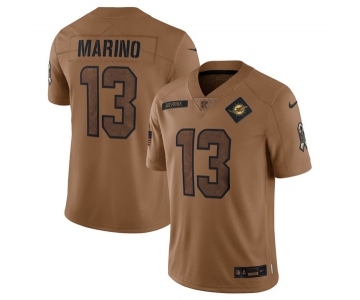 Men's Miami Dolphins #13 Dan Marino 2023 Brown Salute To Service Limited Football Stitched Jersey