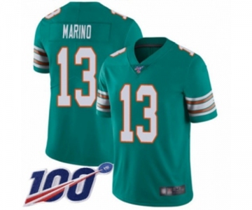 Men's Miami Dolphins #13 Dan Marino Aqua Green Alternate Vapor Untouchable Limited Player 100th Season Football Jersey