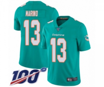 Men's Miami Dolphins #13 Dan Marino Aqua Green Team Color Vapor Untouchable Limited Player 100th Season Football Jersey