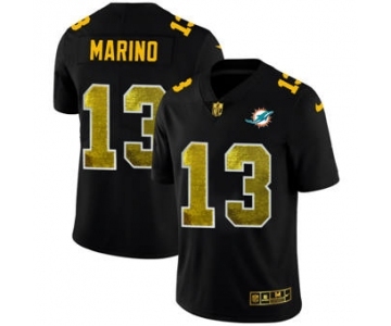 Men's Miami Dolphins #13 Dan Marino Black Golden Sequin Vapor Limited Football Jersey