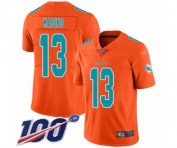 Men's Miami Dolphins #13 Dan Marino Limited Orange Inverted Legend 100th Season Football Jersey