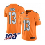 Men's Miami Dolphins #13 Dan Marino Limited Orange Rush Vapor Untouchable 100th Season Football Jersey