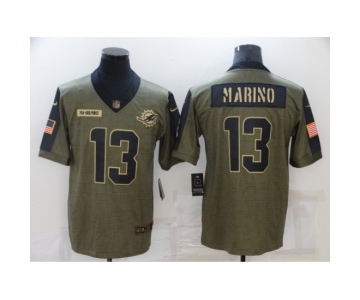 Men's Miami Dolphins #13 Dan Marino Nike Olive 2021 Salute To Service Limited Player Jersey