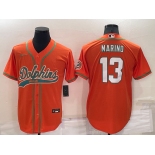 Men's Miami Dolphins #13 Dan Marino Orange Stitched Cool Base Nike Baseball Jersey