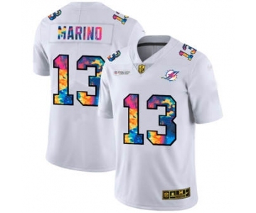 Men's Miami Dolphins #13 Dan Marino White Multi-Color 2020 Football Crucial Catch Limited Football Jersey