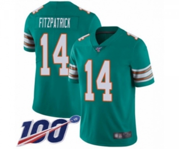 Men's Miami Dolphins #14 Ryan Fitzpatrick Aqua Green Alternate Vapor Untouchable Limited Player 100th Season Football Jersey