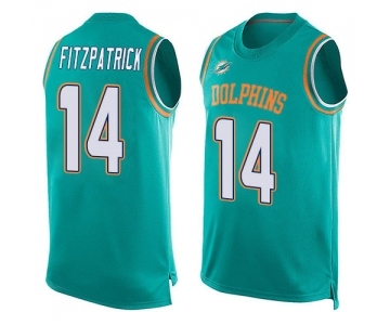 Men's Miami Dolphins #14 Ryan Fitzpatrick Limited Aqua Green Player Name & Number Tank Top Football Jersey