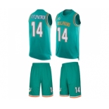 Men's Miami Dolphins #14 Ryan Fitzpatrick Limited Aqua Green Tank Top Suit Football Jersey