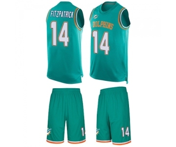 Men's Miami Dolphins #14 Ryan Fitzpatrick Limited Aqua Green Tank Top Suit Football Jersey