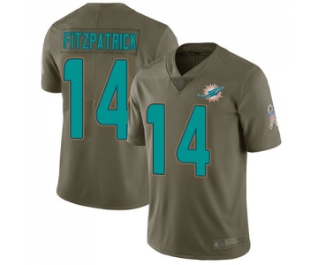 Men's Miami Dolphins #14 Ryan Fitzpatrick Limited Olive 2017 Salute to Service Football Jersey