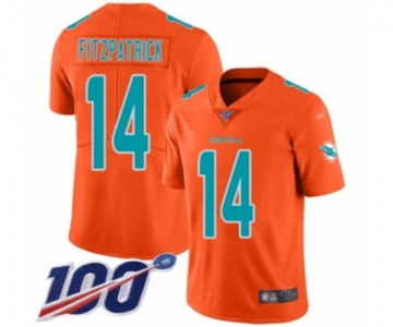 Men's Miami Dolphins #14 Ryan Fitzpatrick Limited Orange Inverted Legend 100th Season Football Jersey