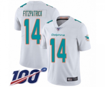 Men's Miami Dolphins #14 Ryan Fitzpatrick White Vapor Untouchable Limited Player 100th Season Football Jersey