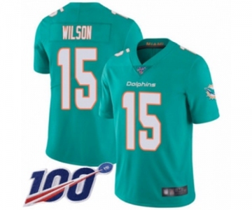 Men's Miami Dolphins #15 Albert Wilson Aqua Green Team Color Vapor Untouchable Limited Player 100th Season Football Jersey