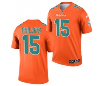 Men's Miami Dolphins #15 Jaelan Phillips Orange 2021 Inverted Legend Stitched Jersey