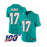 Men's Miami Dolphins #17 Allen Hurns Aqua Green Team Color Vapor Untouchable Limited Player 100th Season Football Jersey