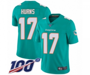 Men's Miami Dolphins #17 Allen Hurns Aqua Green Team Color Vapor Untouchable Limited Player 100th Season Football Jersey