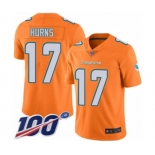 Men's Miami Dolphins #17 Allen Hurns Limited Orange Rush Vapor Untouchable 100th Season Football Jersey