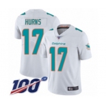 Men's Miami Dolphins #17 Allen Hurns White Vapor Untouchable Limited Player 100th Season Football Jersey