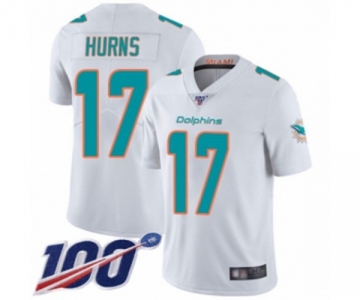 Men's Miami Dolphins #17 Allen Hurns White Vapor Untouchable Limited Player 100th Season Football Jersey