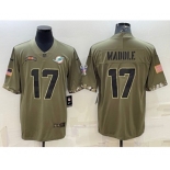 Men's Miami Dolphins #17 Jaylen Waddle 2022 Olive Salute To Service Limited Stitched Baseball Jersey