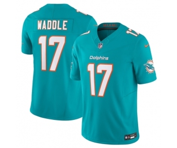 Men's Miami Dolphins #17 Jaylen Waddle Aqua 2023 F.U.S.E Vapor Limited Stitched Football Jersey