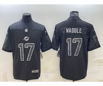 Men's Miami Dolphins #17 Jaylen Waddle Black Reflective Limited Stitched Football Jersey