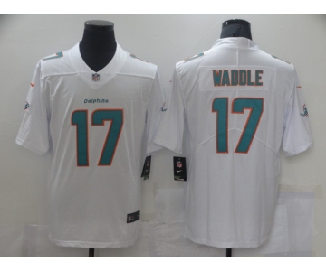 Men's Miami Dolphins #17 Jaylen Waddle Nike White 2021 NFL Draft First Round Pick Leopard Limited Jersey