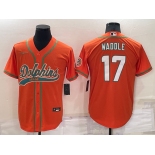 Men's Miami Dolphins #17 Jaylen Waddle Orange Stitched Cool Base Nike Baseball Jersey