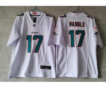 Men's Miami Dolphins #17 Jaylen Waddle White 2023 FUSE Vapor Limited Throwback Stitched Jersey