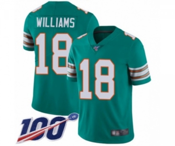 Men's Miami Dolphins #18 Preston Williams Aqua Green Alternate Vapor Untouchable Limited Player 100th Season Football Jersey